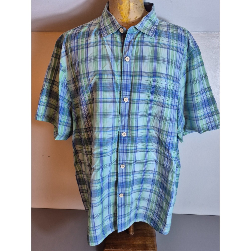 Tommy Bahama Mens Coconut Point Button-Up Shirt XXL 2XL Blue Check Island Zone